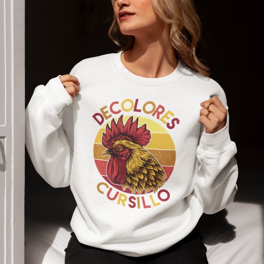 Sweatshirt DeColores Cursillo Rooster with Distressed Sunset