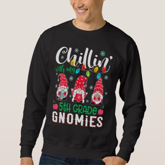 Sweatshirt Décontracté avec mes gnomes de 5e année Noël léger (Devant)