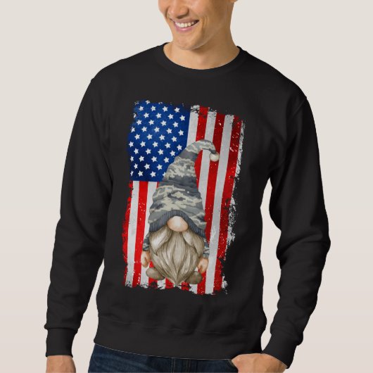 Sweatshirt Décor Camouflage Gnome Patriotique Pour L'Ameri Vé (Devant)