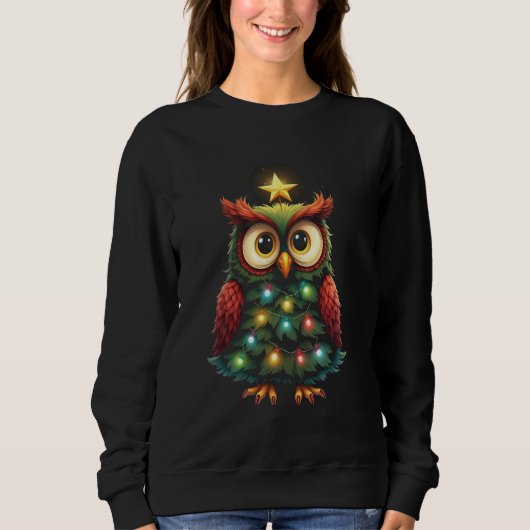 Sweatshirt décoration de hibou de Noël (Devant)