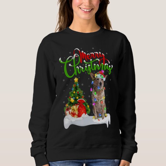 Sweatshirt Décorations de Noël Santa Blue Heeler Chris (Devant)