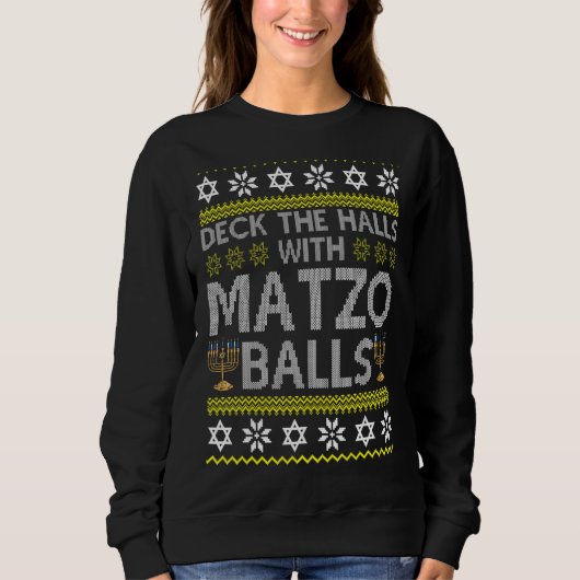 Sweatshirt Découvrir Les Halls Avec Matzo Balls Chanukkah Ugl (Devant)