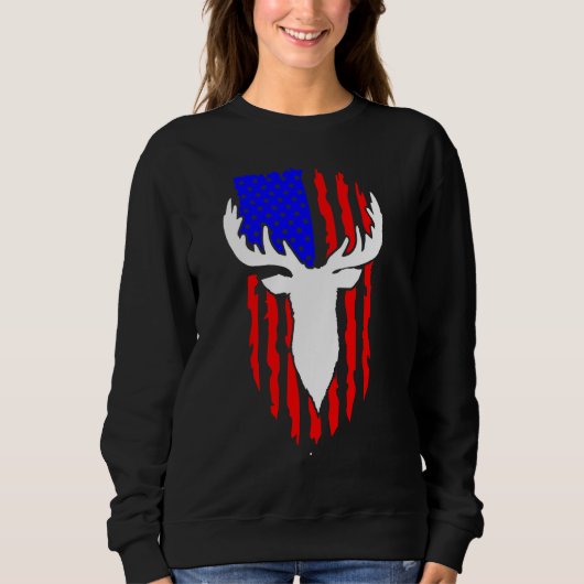 Sweatshirt Deer Hunting American Flag 4th of July Patriotic U (Devant)