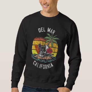 Sweatshirt Del Mar Beach California Palms Skull Surf Sunset V
