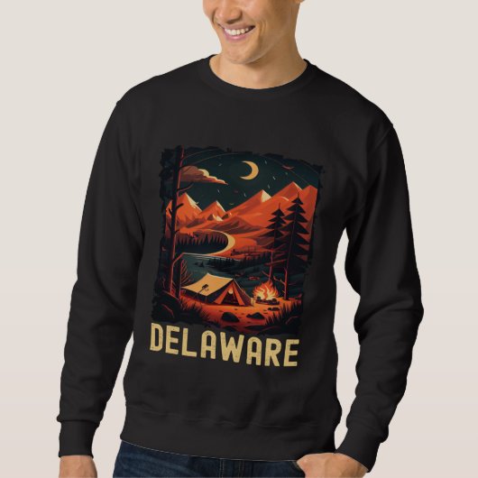 Sweatshirt Delaware Sunset retro 70s vintage hiking camping   (Devant)