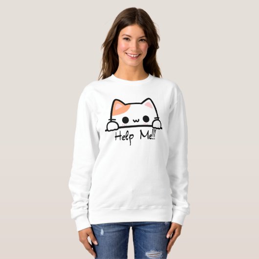 Sweatshirt Demande D'Aide Au Chat ! (Devant entier)