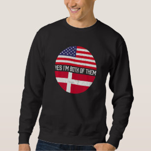 Sweatshirt Demi-Américain Demi-Danois Usa Drapeau Patrimoine