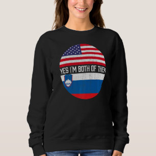 Sweatshirt Demi-Américain Demi-Slovène Usa Drapeau Famille Hé