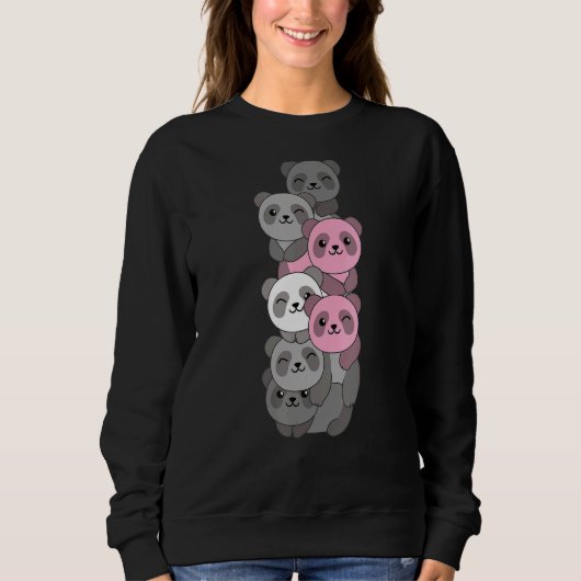 Sweatshirt Démigirl Drapeau Fierté Lgbtq Pandas mignon Demigi (Devant)