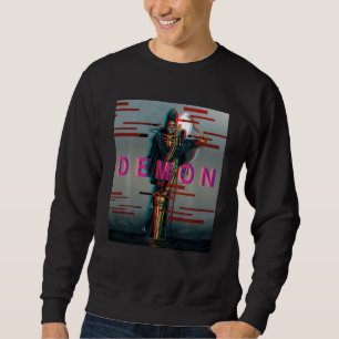 Sweatshirt Démon Oni Mask Glitch Style esthétique Japon Vapor