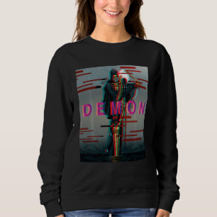 Sweatshirt Démon Oni Mask Glitch Style esthétique Japon Vapor