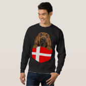 Sweatshirt Denmark Flag Bloodhound Dog In Pocket (Devant entier)