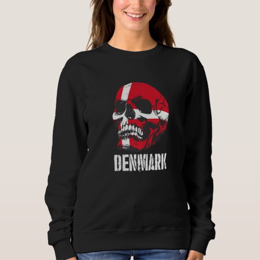 Sweatshirt Denmark Flag Skull Danish Pride Patriotic (Devant)