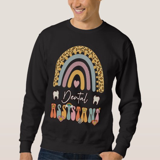 Sweatshirt Dental Assistant Groovy Retro Vintage Rainbow Cute (Devant)