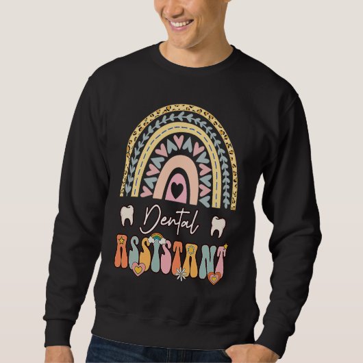 Sweatshirt Dental Assistant Groovy Retro Vintage Rainbow Cute (Devant)