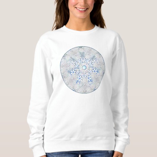 Sweatshirt Dentelle en céramique bleu & flocon de neige (Devant)