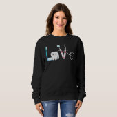 Sweatshirt Dentiste Amour Dentaire Hygiéniste dents Orthodont (Devant entier)