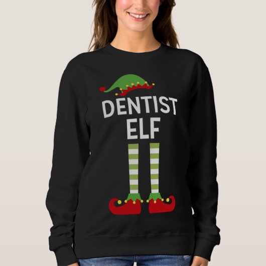 Sweatshirt Dentiste Elf Cute Correspondant Famille Noël Denta (Devant)
