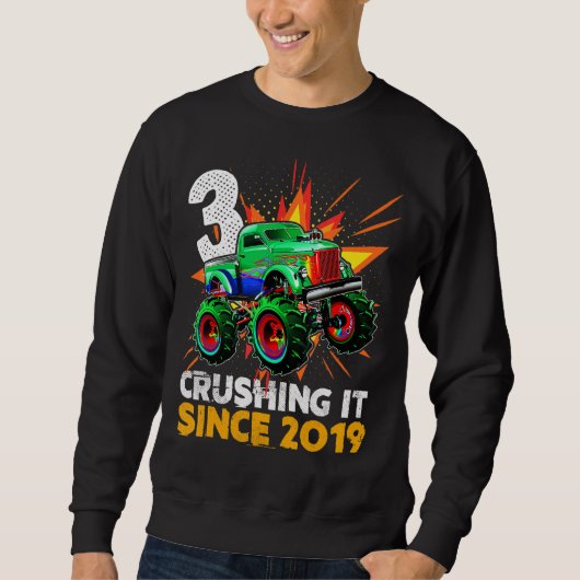 Sweatshirt Depuis 2019 Enfants 3e anniversaire 3 ans Monster  (Devant)