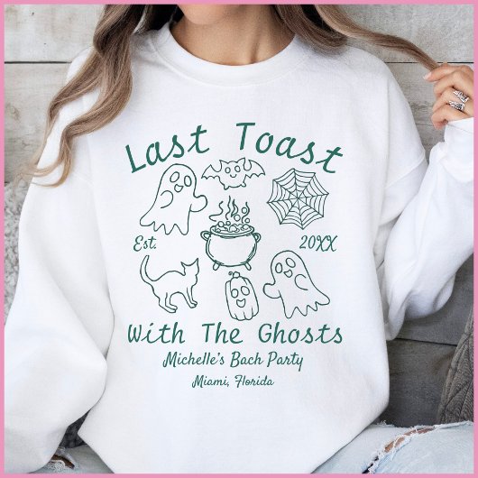 Sweatshirt Dernier Toast Blanc & Vert Halloween Enterrement d