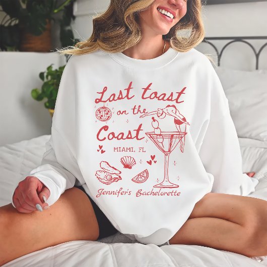 Sweatshirt Dernier Toast Sur La Côte Plage Bachelorette Rouge