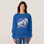 Sweatshirt des Eléphants Bleus et Blancs Royaux (Devant entier)