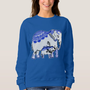 Sweatshirt des Eléphants Bleus et Blancs Royaux