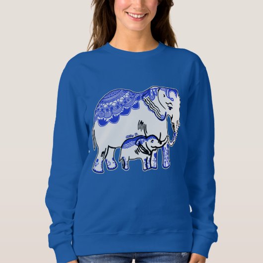 Sweatshirt des Eléphants Bleus et Blancs Royaux (Devant)