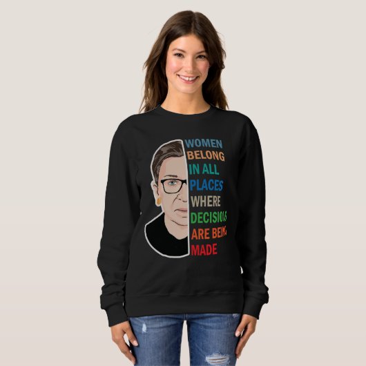Sweatshirt Des Femmes Dans Tous Les Endroits Ruth Bader Ginsb (Devant entier)