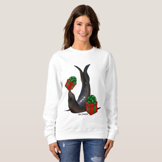 Sweatshirt des fêtes du lion de mer (Devant entier)