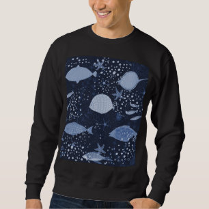 Sweatshirt Des poissons endormis monochromes, motif foncé.