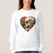 Sweatshirt Design cardiaque du crâne floral (Devant)