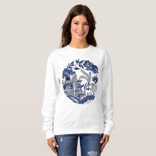 Sweatshirt Design classique de saule bleu (Devant entier)