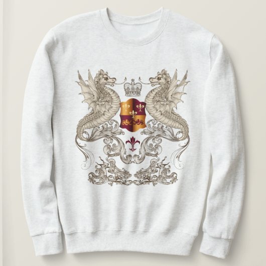 Sweatshirt Design héraldique avec Dragons Fleur Lis Sweatshir (Design devant)