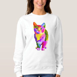 Sweatshirt Design prismatique Stylisé Kitten-32345