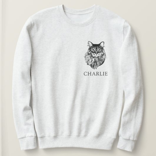 Sweatshirt Dessin à la main personnalisé du chat de coton Mai (Design devant)