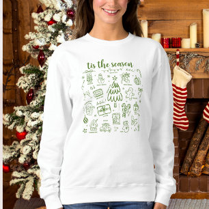 Sweatshirt Dessin à main levée fantaisiste vert