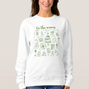 Sweatshirt Dessin à main levée fantaisiste vert