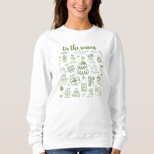 Sweatshirt Dessin à main levée fantaisiste vert (Devant)