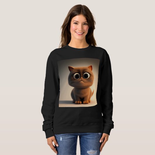 Sweatshirt dessin animé illustration d'un chat mignon (Devant entier)
