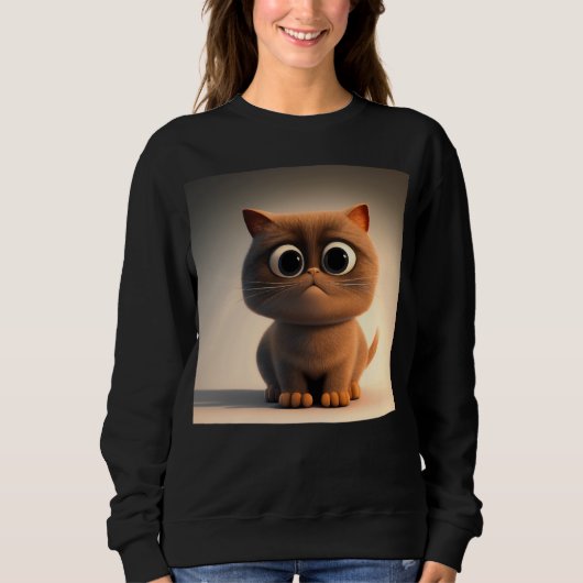 Sweatshirt dessin animé illustration d'un chat mignon (Devant)