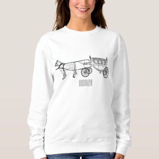 Sweatshirt dessin animé mariage cheval & calèche (Devant)