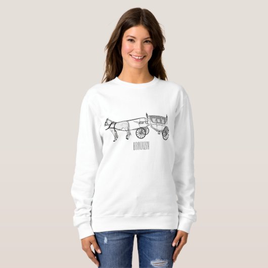 Sweatshirt dessin animé mariage cheval & calèche (Devant entier)