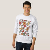 Sweatshirt Dessin animé rétro de Noël joyeux (Devant entier)