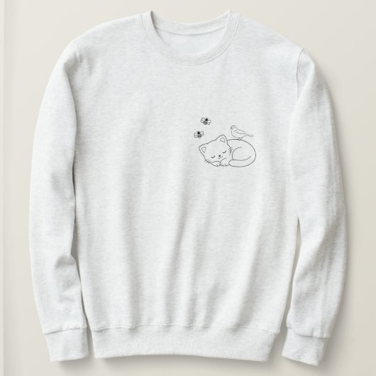 Sweatshirt Dessin au trait de chat endormi (Design devant)