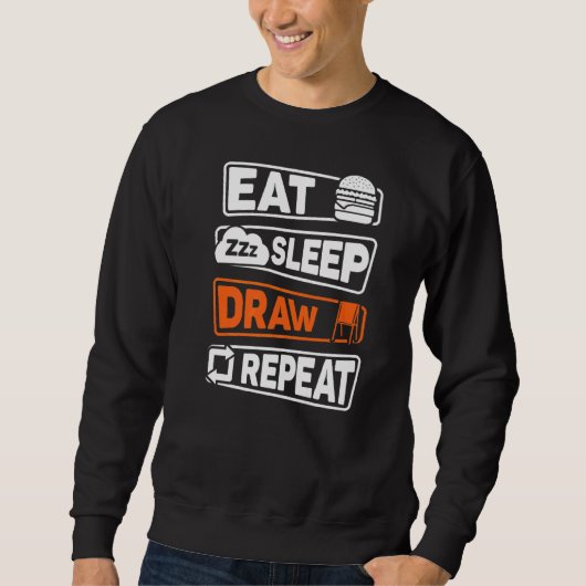 Sweatshirt Dessin de veille à manger Répétition (Devant)