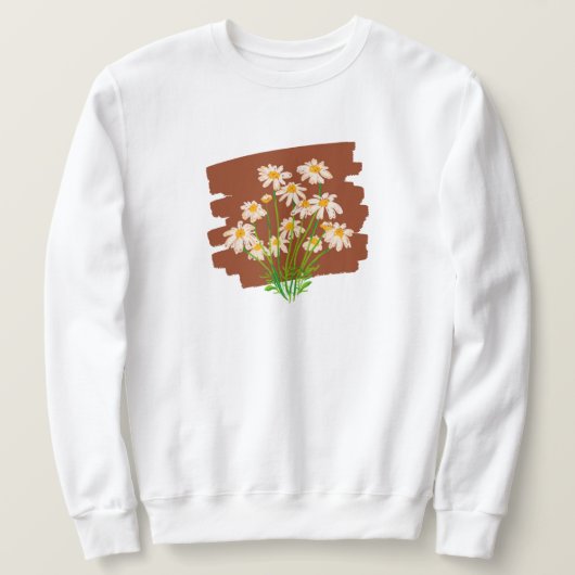 Sweatshirt Dessin floral rustique sur fond marron (Design devant)