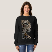 Sweatshirt Dessus de luxe à paillettes et motif léopard graph (Devant entier)