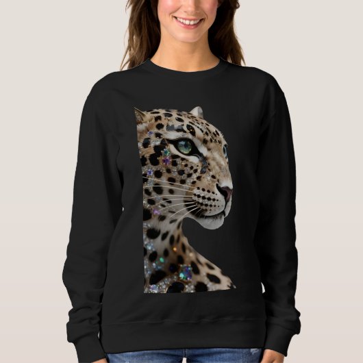 Sweatshirt Dessus de luxe à paillettes et motif léopard graph (Devant)
