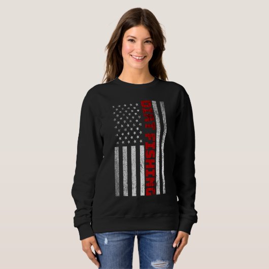 Sweatshirt Détecteur de métaux pêche à la terre Drapeau améri (Devant entier)